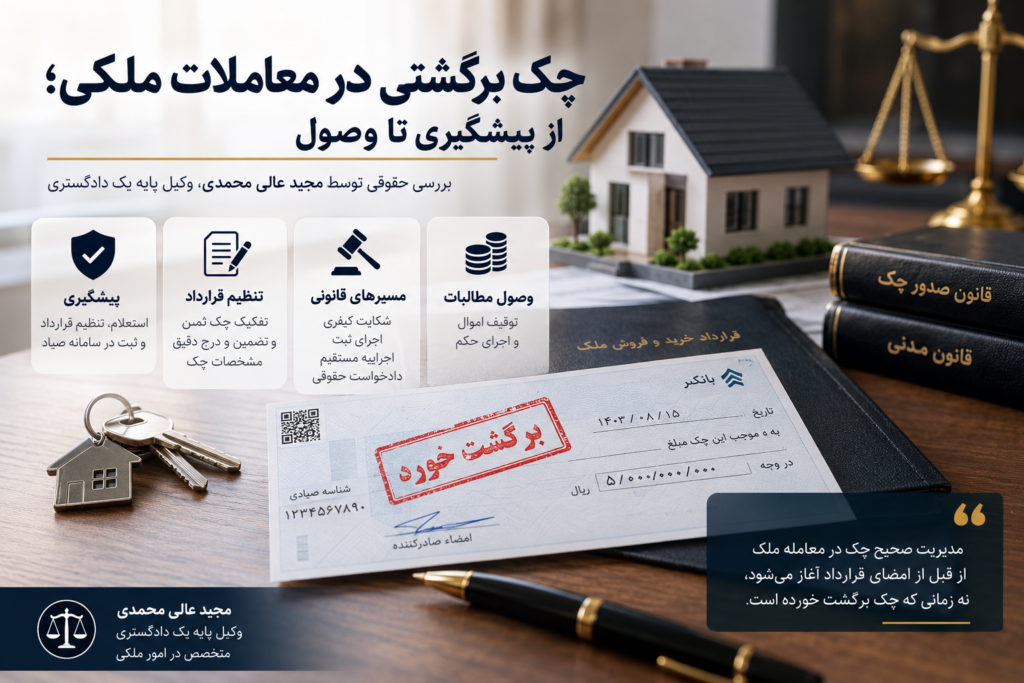 چک برگشتی در معاملات ملکی